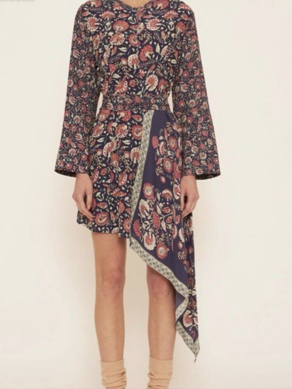 NWT Antik Batik Purple & Orange Handkerchief Hem Cut-out Accent Dress (Size M)